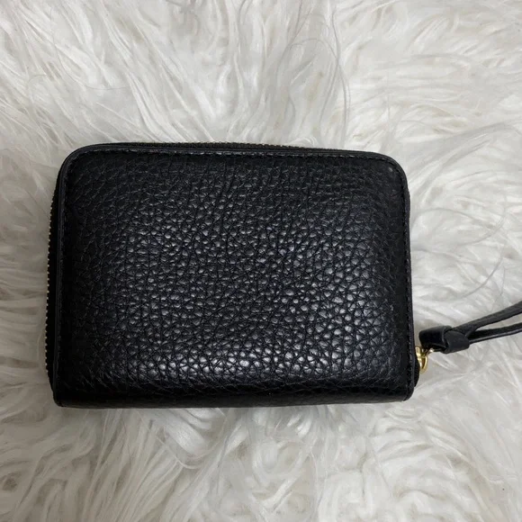 Tory Burch Black zipper pebbled leather card holder/coin case w/pouch - Picture 3 of 13